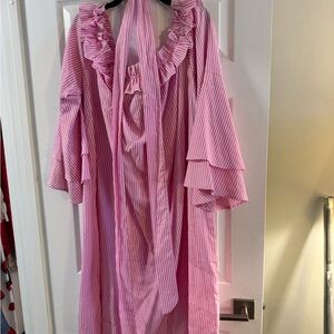 Rosegal Pink Striped Ruffle Dress